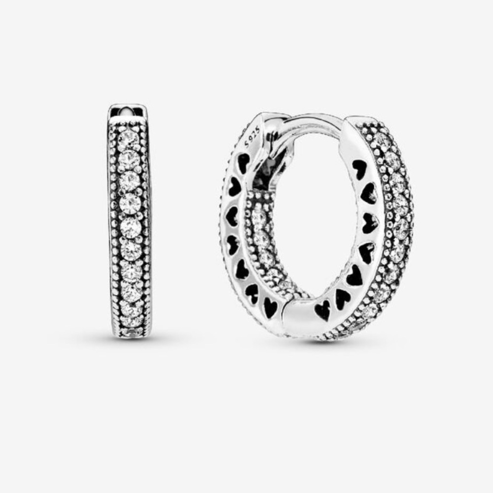 Pandora Pavé Heart Hoop Earrings